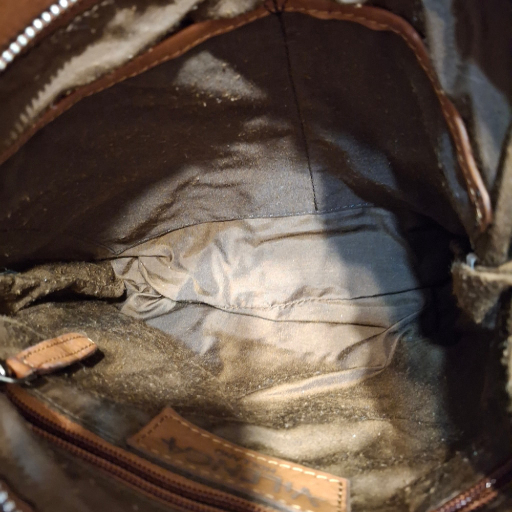 Vilenca Holland Anthropologie Woven Leather Crossbody Bag in Cognac Brown 10×10 - Picture 5 of 6